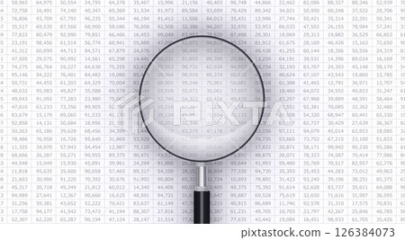 Numerical data and a magnifying glass, image of business performance verification and data analysis 126384073