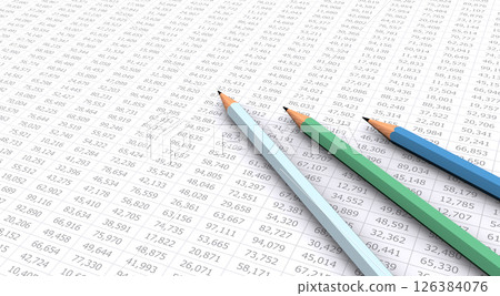 Numerical data and pencil, image of business performance verification and data analysis 126384076