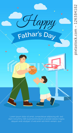 Celebration of Father Day with playful father-son basketball moments. Vector illustration Celebration of Father Day with playful father-son basketball moments. Vector illustration 126384182