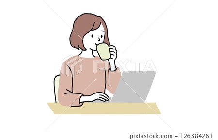 A woman using a computer 126384261