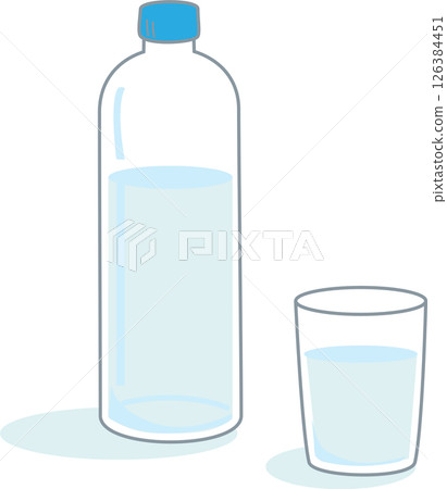 塑膠瓶和一杯水的插圖 126384451