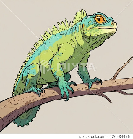 [商品設計] 鬣蜥在森林裡站立的數位藝術 126384456
