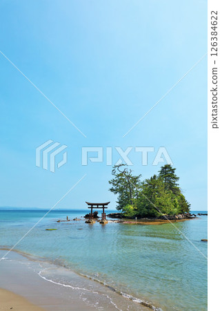 Benten Island from Koiji Coast in the blue sky, Noto Peninsula, Ishikawa Prefecture 126384622