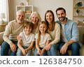 Happy Multigenerational Family at Home 126384750