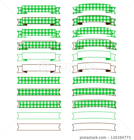 Simple ribbon frame set Gingham check Decoration Frame Banner Design Green Simple ribbon frame set Gingham check Decoration Frame Banner Design Green 126384773