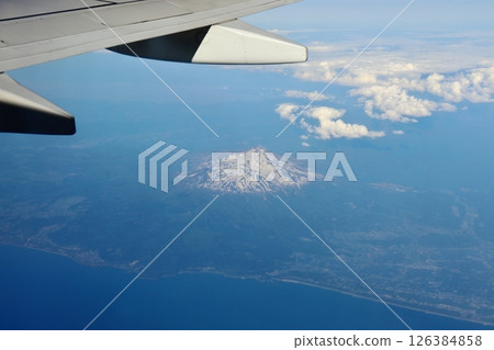 Mount Chokai seen from an airplane Mount Chokai seen from an airplane 126384858
