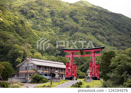 Yamagata Dewa Sanzan Yudono Shrine Large Torii Yamagata Dewa Sanzan Yudono Shrine Large Torii 126384876