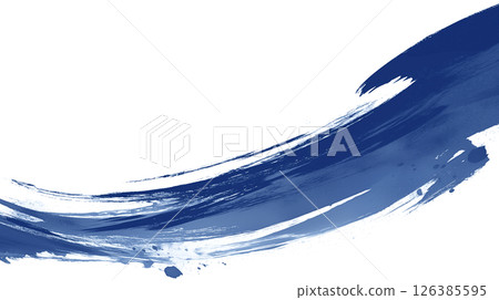 A wave image drawn with blue ink 126385595