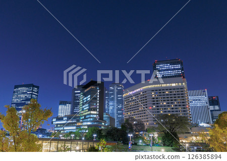 Spring Osaka Castle Castle Terrace night view (Chuo-ku, Osaka City, Osaka Prefecture) 126385894