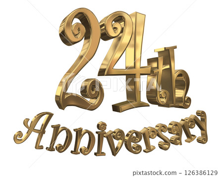 3DCG文字“24週年/24週年紀念馬克·斯帕克” 126386129