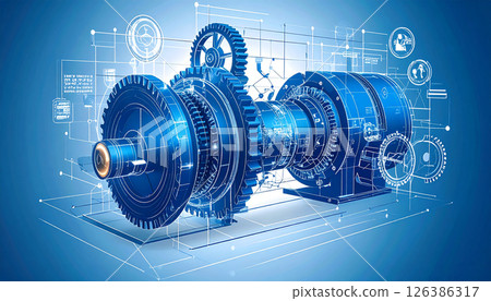 N8n : Cutaway illustration of AI powered automation engine with gears and circuits showing mechanical and digital integration in blue tones N8n : Cutaway illustration of AI powered automation engine with gears and circuits showing mechanical and digital integration in blue tones 126386317