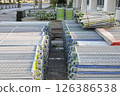Construction site scaffolding materials 126386538