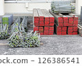 Construction site scaffolding materials 126386541