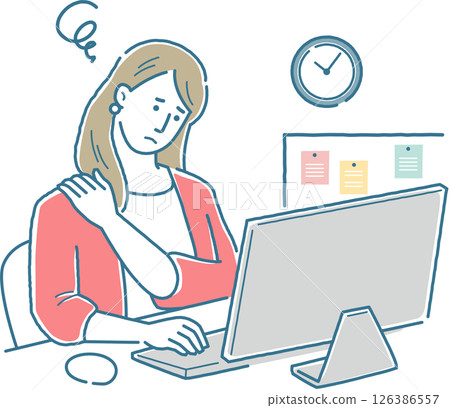 woman tired at work woman tired at work 126386557