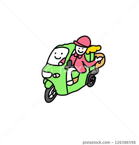 一名女子騎著有蓋自行車 126386598