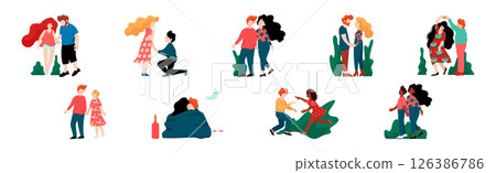 Man and Woman Couple Have Romantic Relationship Vector Set Man and Woman Couple Have Romantic Relationship Vector Set 126386786