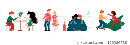 Man and Woman Couple Have Romantic Relationship Vector Set Man and Woman Couple Have Romantic Relationship Vector Set 126386788