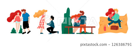 Man and Woman Couple Have Romantic Relationship Vector Set Man and Woman Couple Have Romantic Relationship Vector Set 126386791