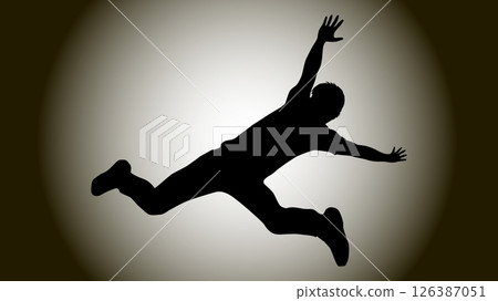 Male silhouette falling into the darkness Male silhouette falling into the darkness 126387051