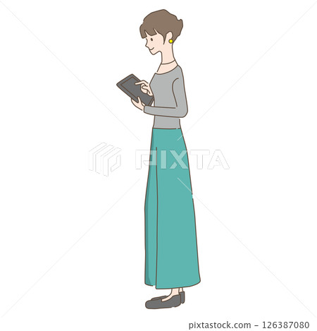 女人看著平板電腦 女人看著平板電腦 126387080