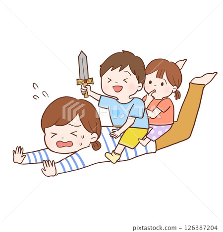 一位為照顧孩子而苦苦掙扎的母親（無顏色陰影） 126387204