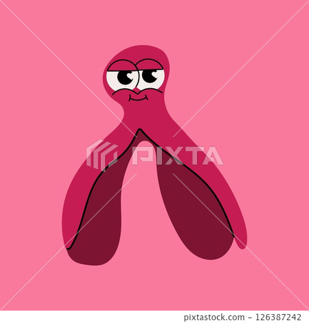 Cartoon Clitoris Anatomy with Face. Empowering Feminist Theme 126387242