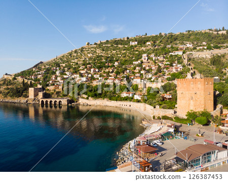 Dockyard and arsenal in Alanya on beautiful, sunny day, Turkey 126387453
