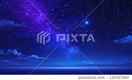 雲層後面可見的星空與月亮，夜景 126387660