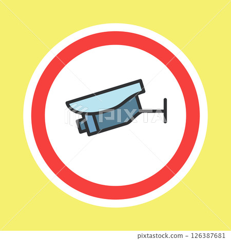 Video surveillance label, CCTV camera sticker 126387681