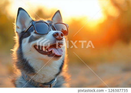 Dog with sunglasses 126387735