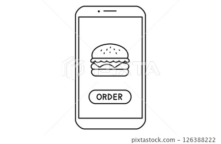 Illustration of a food delivery app for ordering on a smartphone 126388222