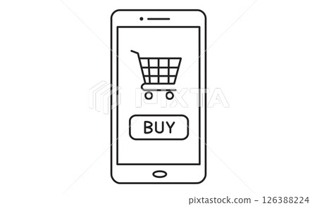 Icon illustration of an EC app for online shopping on a smartphone 126388224
