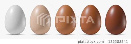 Set of five realistic eggs in different colors and shades 126388241