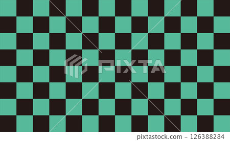 Green and black checkered Japanese pattern, traditional motif 126388284