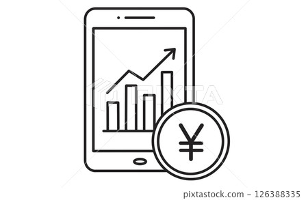 Mobile investment and stock chart line icon illustration 126388335