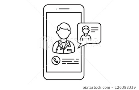 透過智慧型手機的線上醫療諮詢服務的圖示說明 透過智慧型手機的線上醫療諮詢服務的圖示說明 126388339