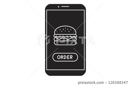 Illustration of a food delivery app for ordering on a smartphone 126388347