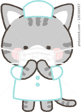 戴著口罩的虎斑貓護士 126388457