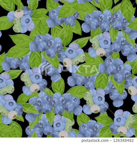 Seamless pattern with lots of blueberries and leaves Seamless pattern with lots of blueberries and leaves 126388482