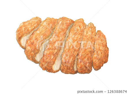 Sliced pork cutlet, hand-drawn, watercolor 126388674