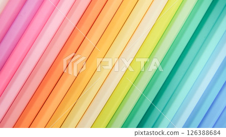 a full rainbow gradient of what appear to be colorful pencils or straws, neatly arranged diagonally a full rainbow gradient of what appear to be colorful pencils or straws, neatly arranged diagonally 126388684