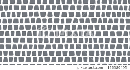 Paved stone seamless pattern. Pavement tile texture. Stone mosaic background. Cobble floor interior pattern. Block sidewalk ornament. Vector illustration isolated on white background 126389495