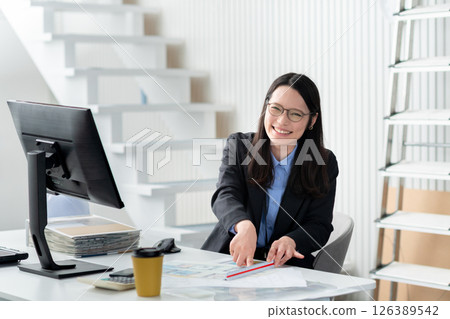 Desk work for architects and interior designers 126389542