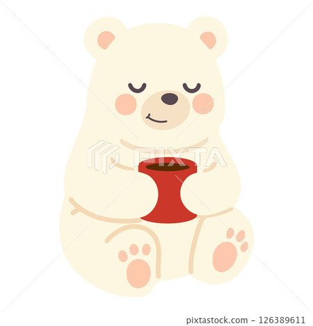 Illustration of Polar Bear with Coffee Illustration of Polar Bear with Coffee 126389611