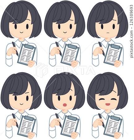 手持活頁夾的短髮女子 126389693