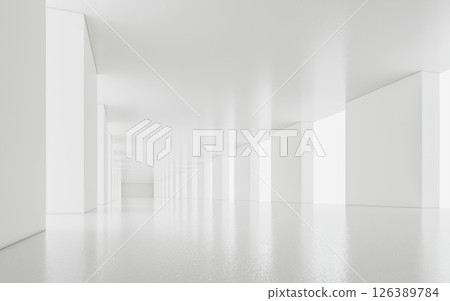 Empty white tunnel, 3d rendering. Empty white tunnel, 3d rendering. 126389784