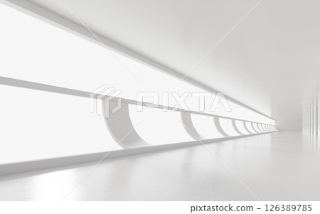 Empty white tunnel, 3d rendering. Empty white tunnel, 3d rendering. 126389785