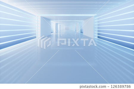Empty white tunnel, 3d rendering. 126389786