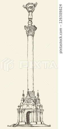 Statue of Independence in Kiev, Ukraine. Vector sketch 126389824