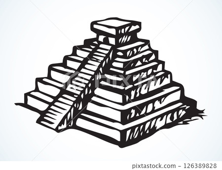 Mayan pyramids. Vector drawing icon Mayan pyramids. Vector drawing icon 126389828